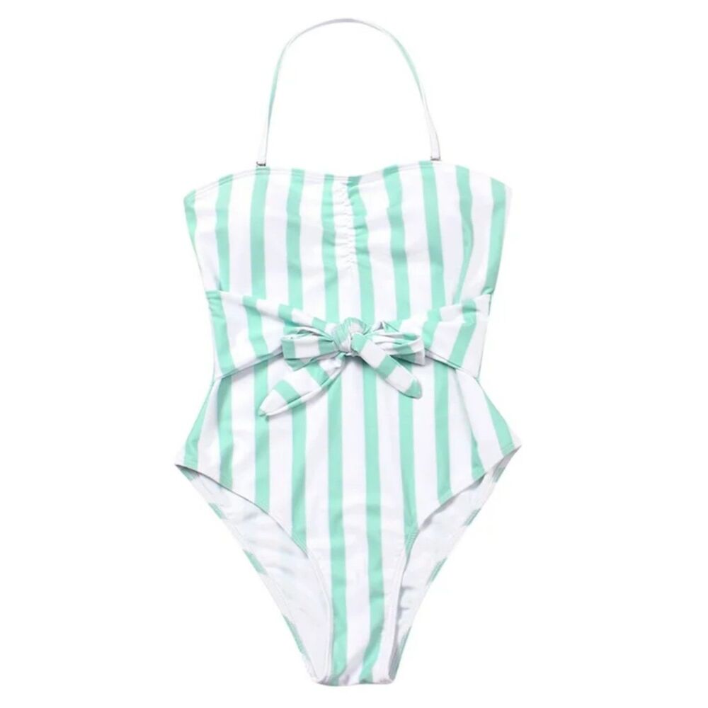 NWOT* Shein One-Piece Striped Swimsuit with Detachable Halter Strap - Women's XL
